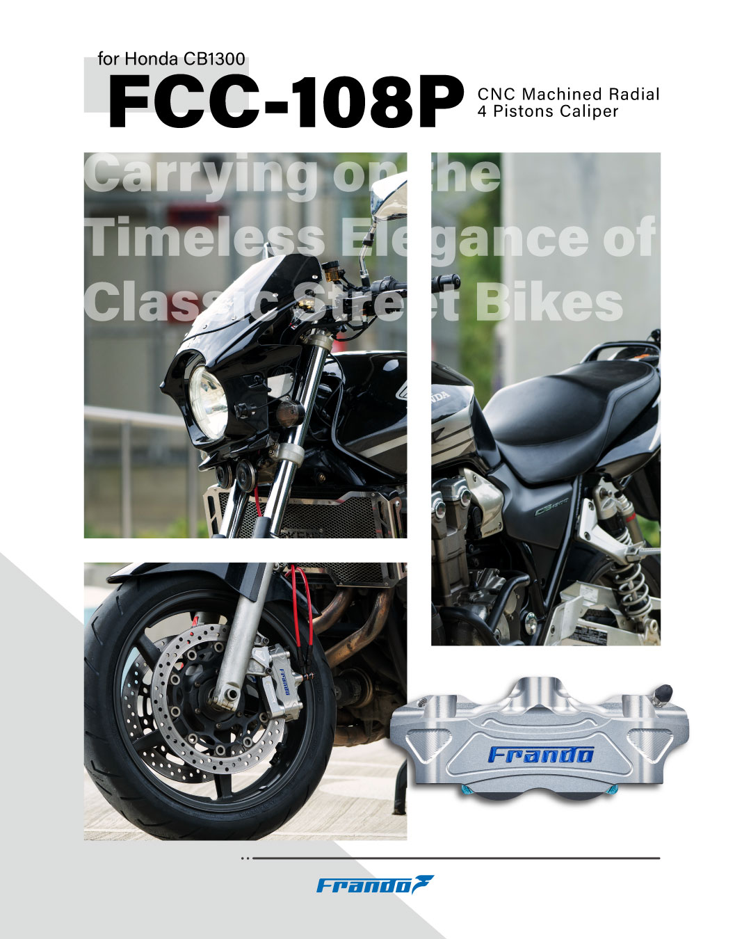 FCC-108P CNC輻射對四卡鉗 × HONDA CB1300，延續經典街車沈穩品味