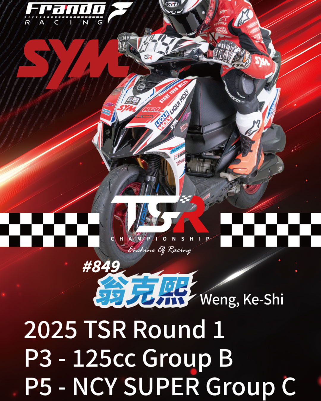 三獎凱旋！在2025 TSR機車錦標賽第一站於台南安定賽道，斬獲佳績。